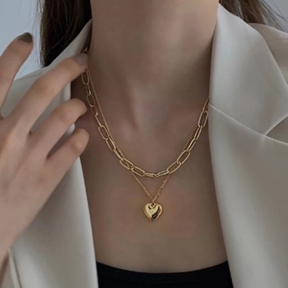 NEW 925 STERLING SILVER MULTI LAYER HEART NECKLACE, NICE NECKLACE, CUTE NECKLACE - Picture 1 of 5